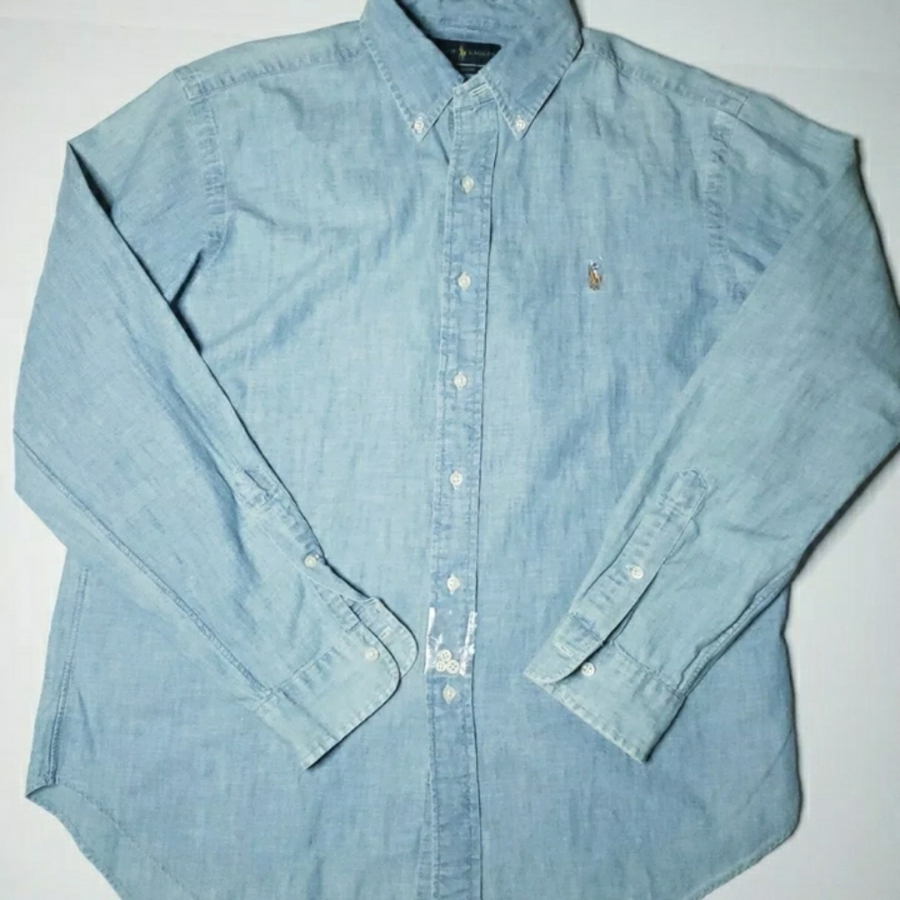 Polo Ralph Lauren Button Down Shirt Large Washed Blue Never Worn . New No Tags